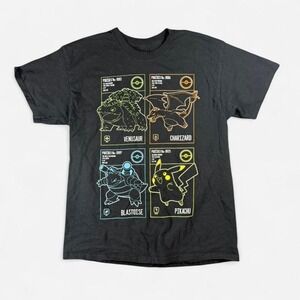 Pokémon Pokédex Black T Shirt‎ Charizard, Pikachu Size L